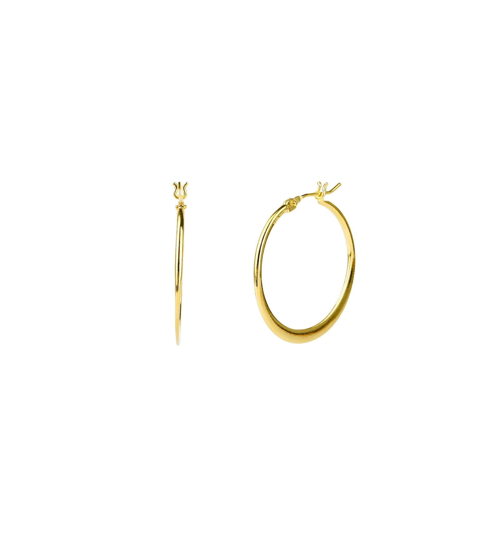 Tashi-Flat Tapered Hoops | 28mm-Earrings-14k Gold Vermeil-Blue Ruby Jewellery-Vancouver Canada