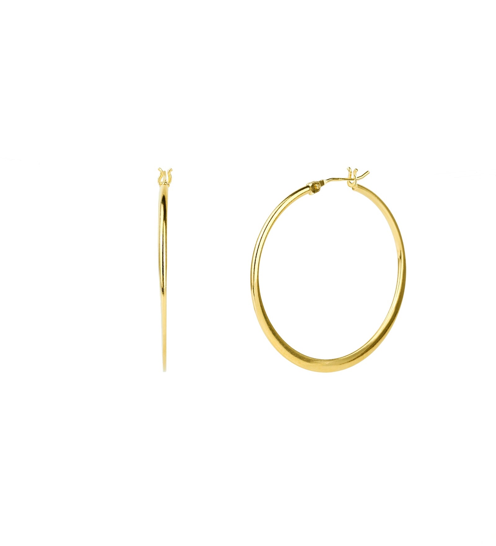 Tashi-Flat Tapered Hoops | 38mm-Earrings-14k Gold Vermeil-Blue Ruby Jewellery-Vancouver Canada