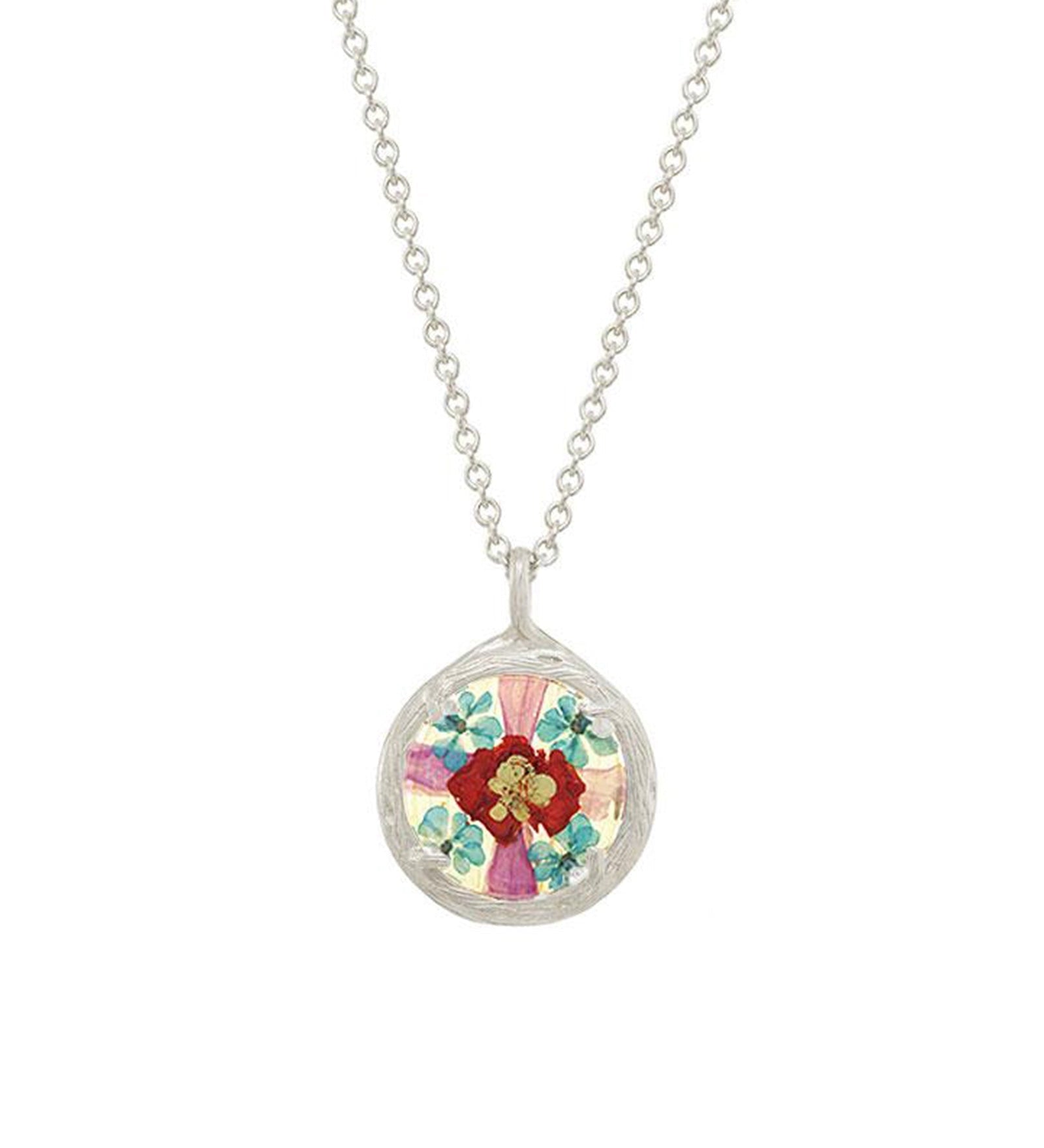 Catherine Weitzman-Flower Mandala Necklace I Mini-Necklaces-Sterling Silver, Bliss-Blue Ruby Jewellery-Vancouver Canada