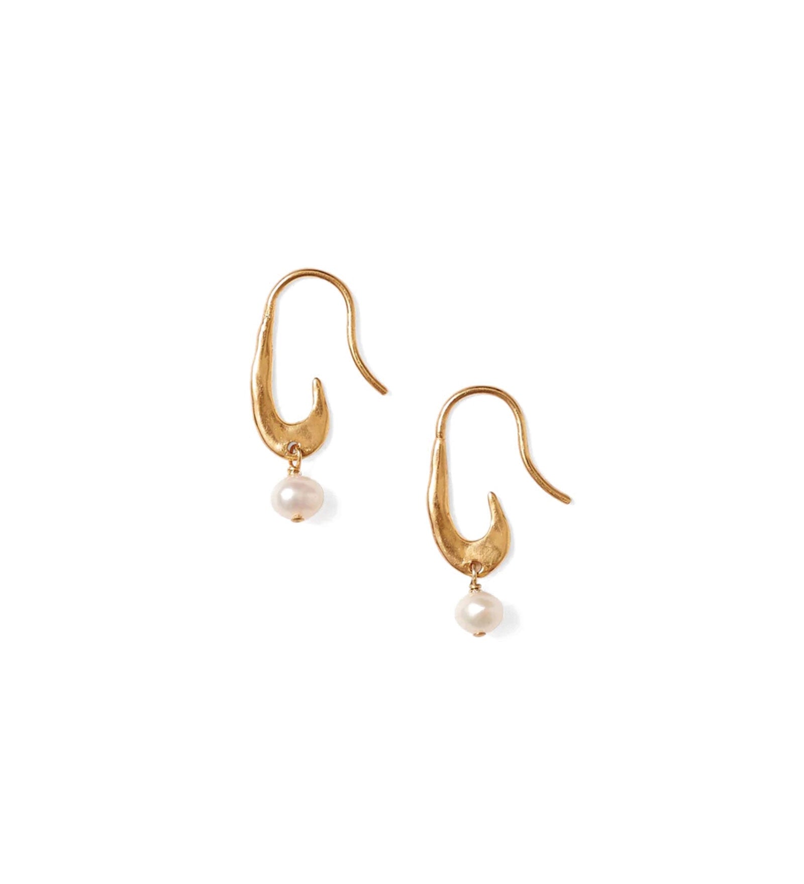 Chan Luu-Gala Mini Pearl Crescent Earrings-Earrings-18k Gold Vermeil, White Pearl-Blue Ruby Jewellery-Vancouver Canada