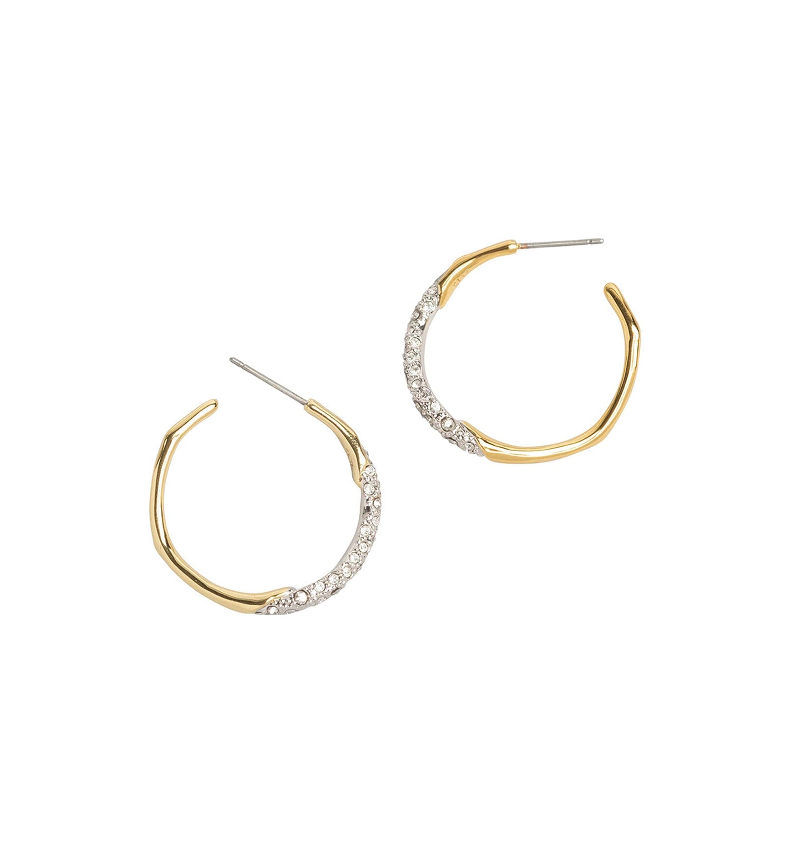 Alexis Bittar-Gold Crystal Pave Hoops-Earrings-14k Gold Plated, Crystal-Blue Ruby Jewellery-Vancouver Canada