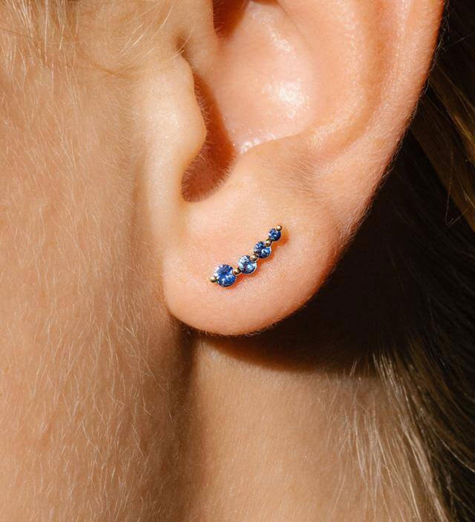 Quiet Icon-Graduated CZ Studs-Earrings-14k Gold Vermeil, Blue Cubic Zirconia-Blue Ruby Jewellery-Vancouver Canada