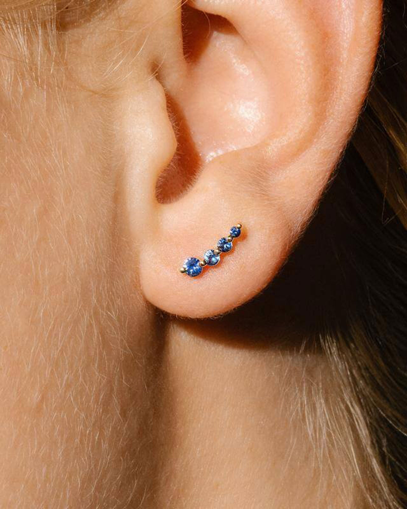 Quiet Icon-Graduated CZ Studs-Earrings-14k Gold Vermeil, Blue Cubic Zirconia-Blue Ruby Jewellery-Vancouver Canada