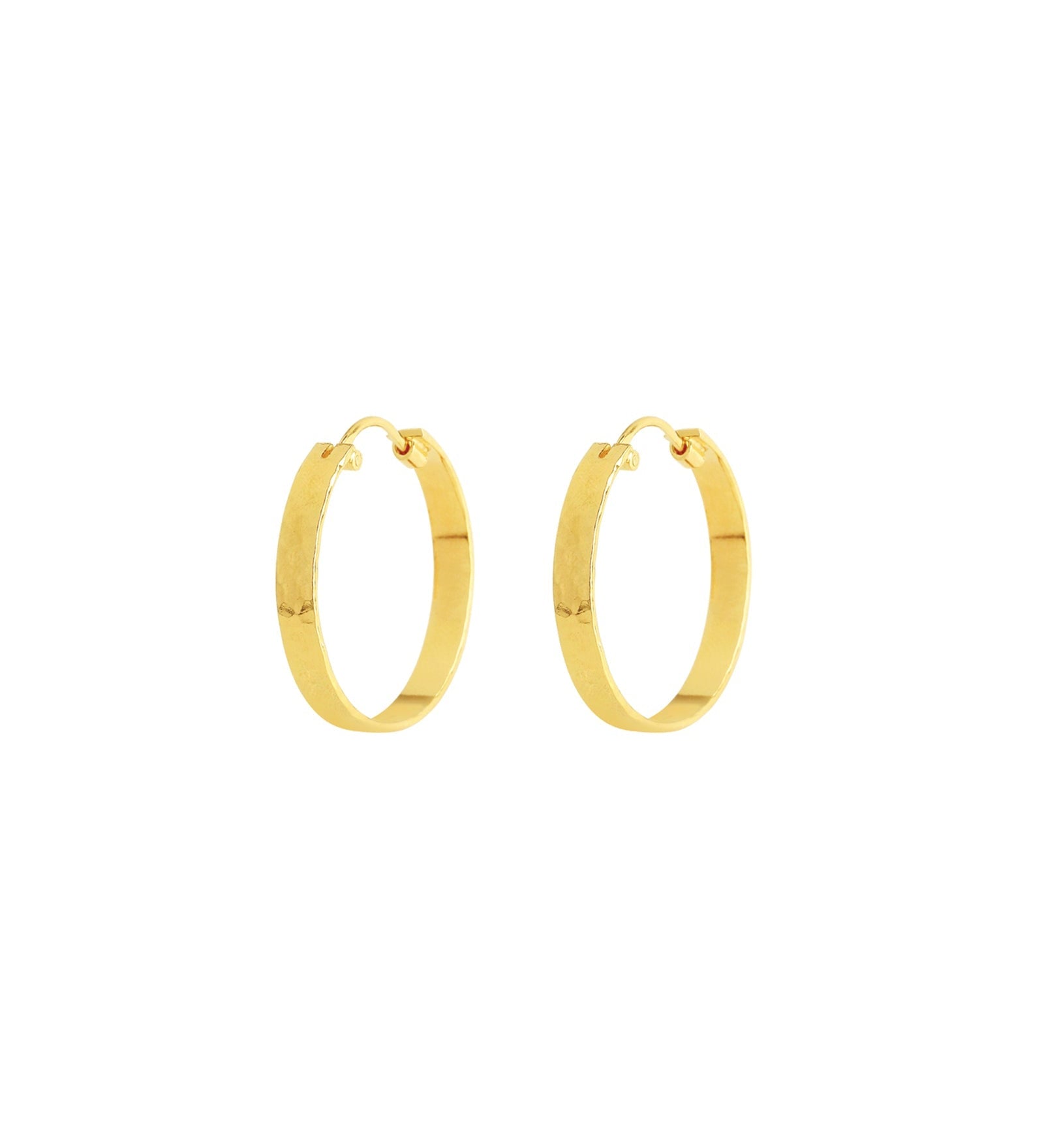 Tashi-Hammered Hoops I 25mm-Earrings-Hammered 14k Gold Vermeil-Blue Ruby Jewellery-Vancouver Canada