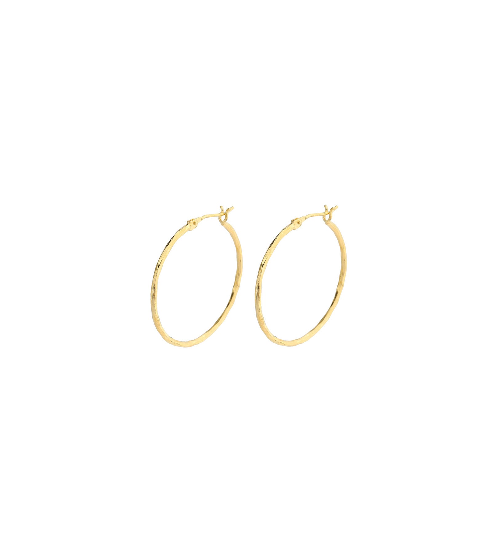 Tashi-Hammered Hoops I 35mm-Earrings-Hammered 14k Gold Vermeil-Blue Ruby Jewellery-Vancouver Canada