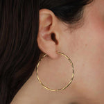 Tashi-Hammered Hoops I 45mm-Earrings-Hammered 14k Gold Vermeil-Blue Ruby Jewellery-Vancouver Canada