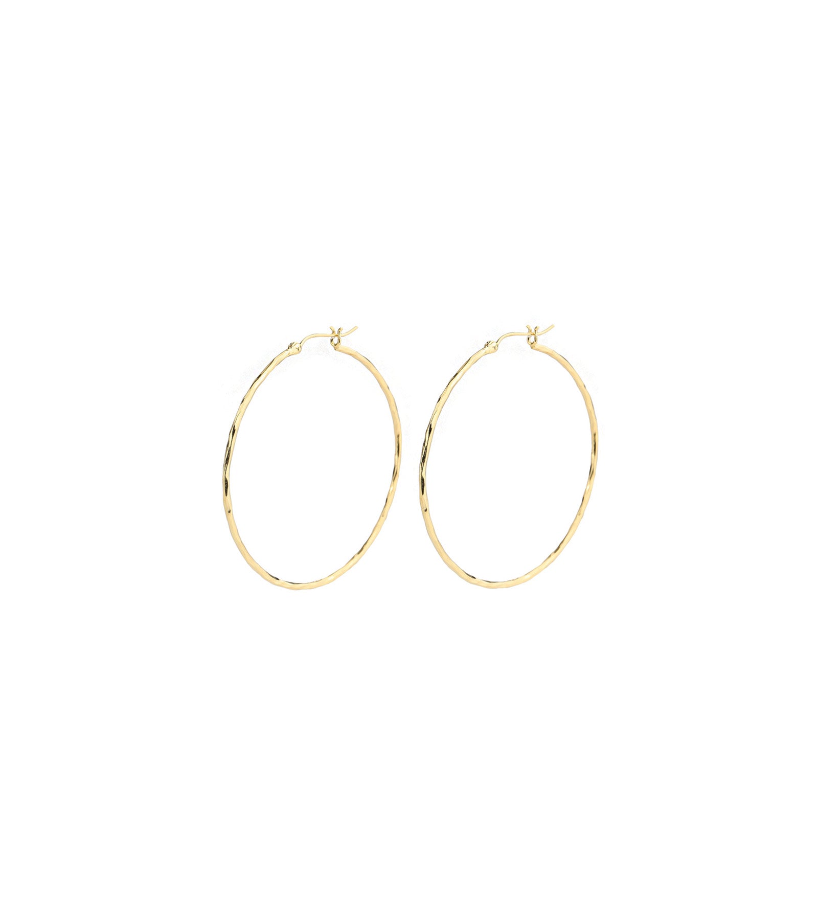 Tashi-Hammered Hoops I 45mm-Earrings-Hammered 14k Gold Vermeil-Blue Ruby Jewellery-Vancouver Canada