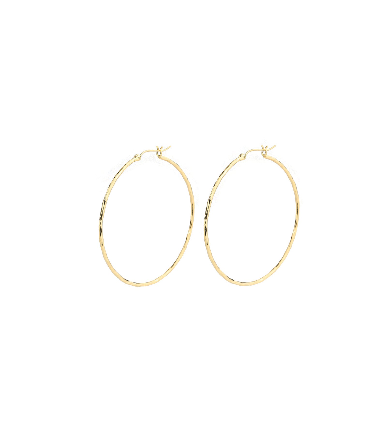 Tashi-Hammered Hoops I 55mm-Earrings-Hammered 14k Gold Vermeil-Blue Ruby Jewellery-Vancouver Canada