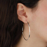 Tashi-Hammered Hoops I 55mm-Earrings-Hammered Sterling Silver-Blue Ruby Jewellery-Vancouver Canada