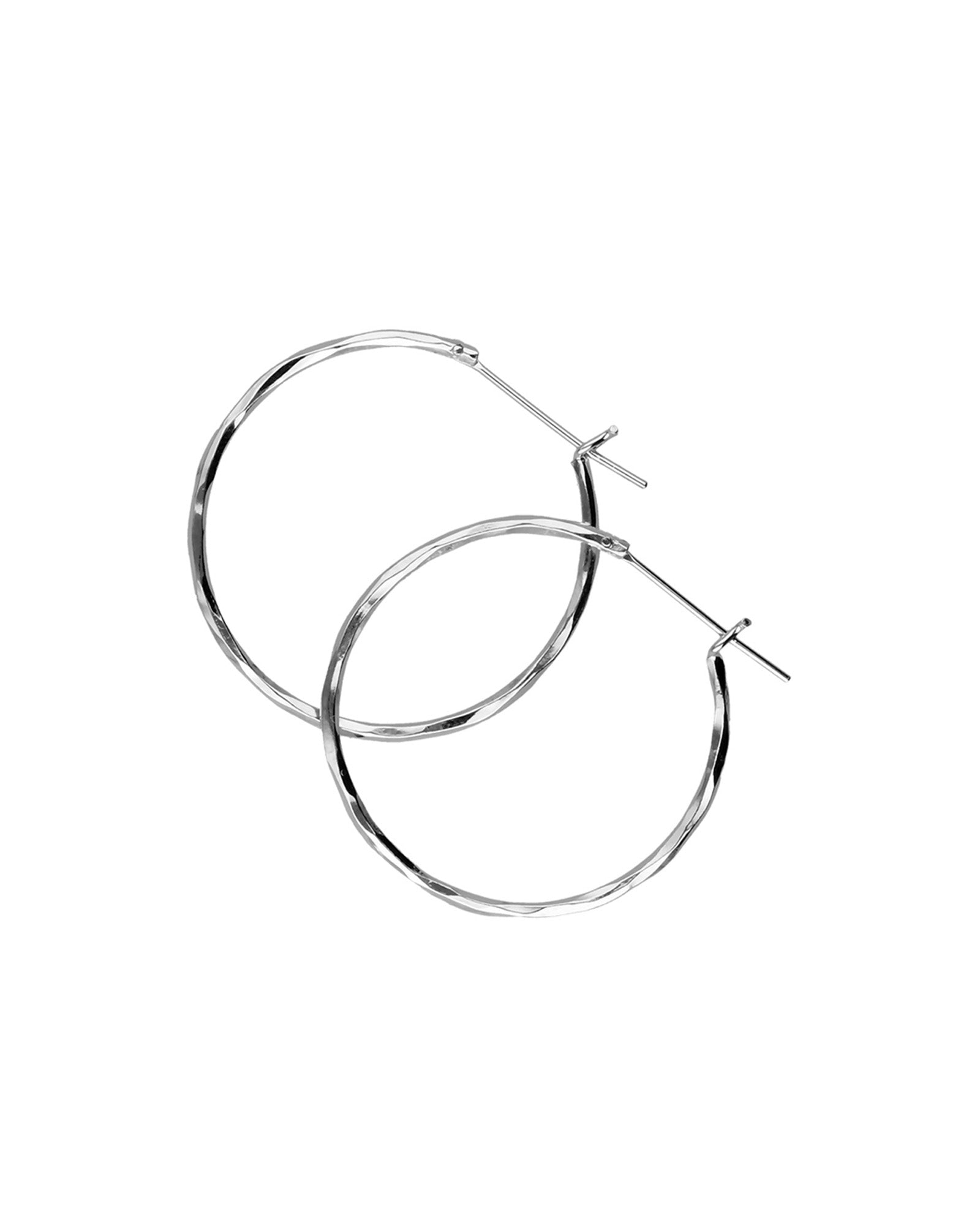 Tashi-Hammered Hoops I 55mm-Earrings-Hammered Sterling Silver-Blue Ruby Jewellery-Vancouver Canada