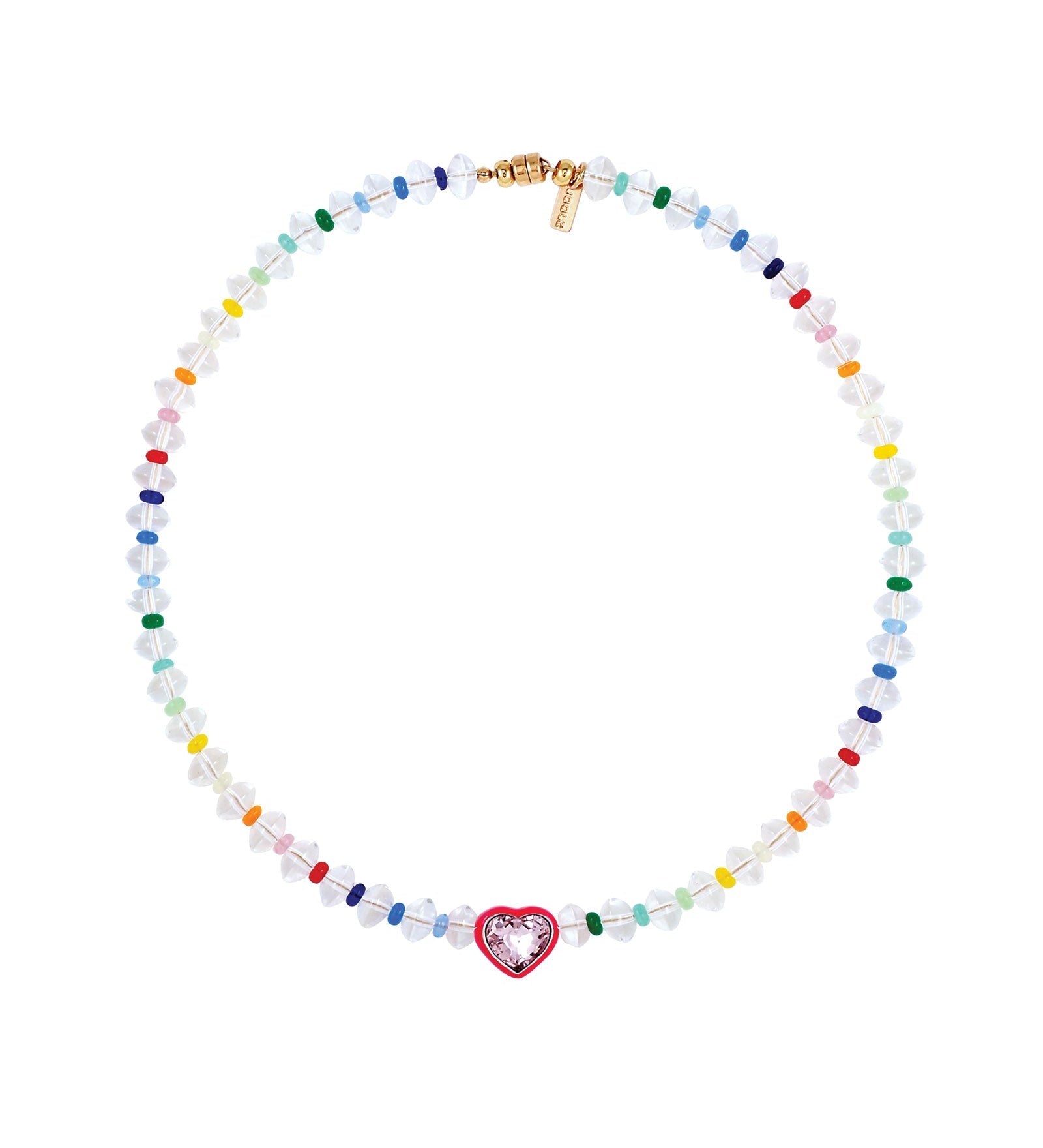 Martha Calvo-Heart Crystal Necklace-Necklaces-14k Gold Plated-Blue Ruby Jewellery-Vancouver Canada