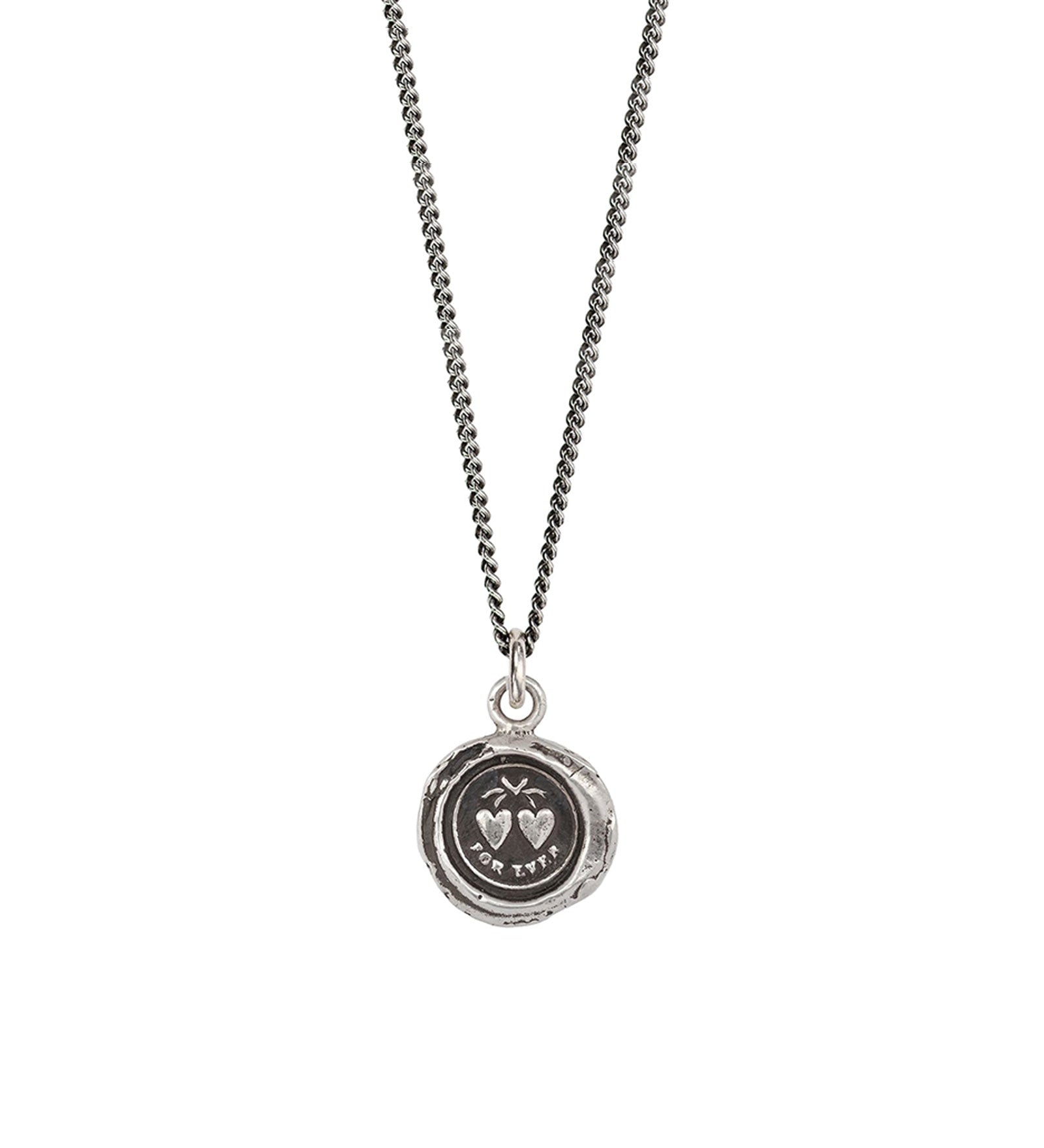 Pyrrha-Hearts Talisman-Necklaces-Oxidized Sterling Silver-Blue Ruby Jewellery-Vancouver Canada