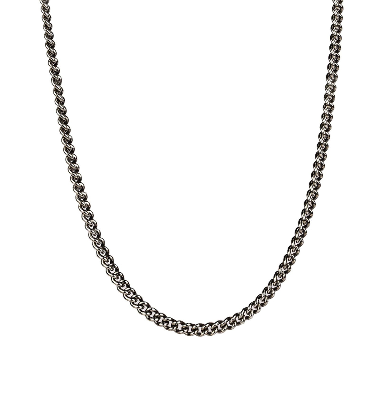 Pyrrha-Heavy Curb Chain-Necklaces-Blackened Sterling Silver-Blue Ruby Jewellery-Vancouver Canada