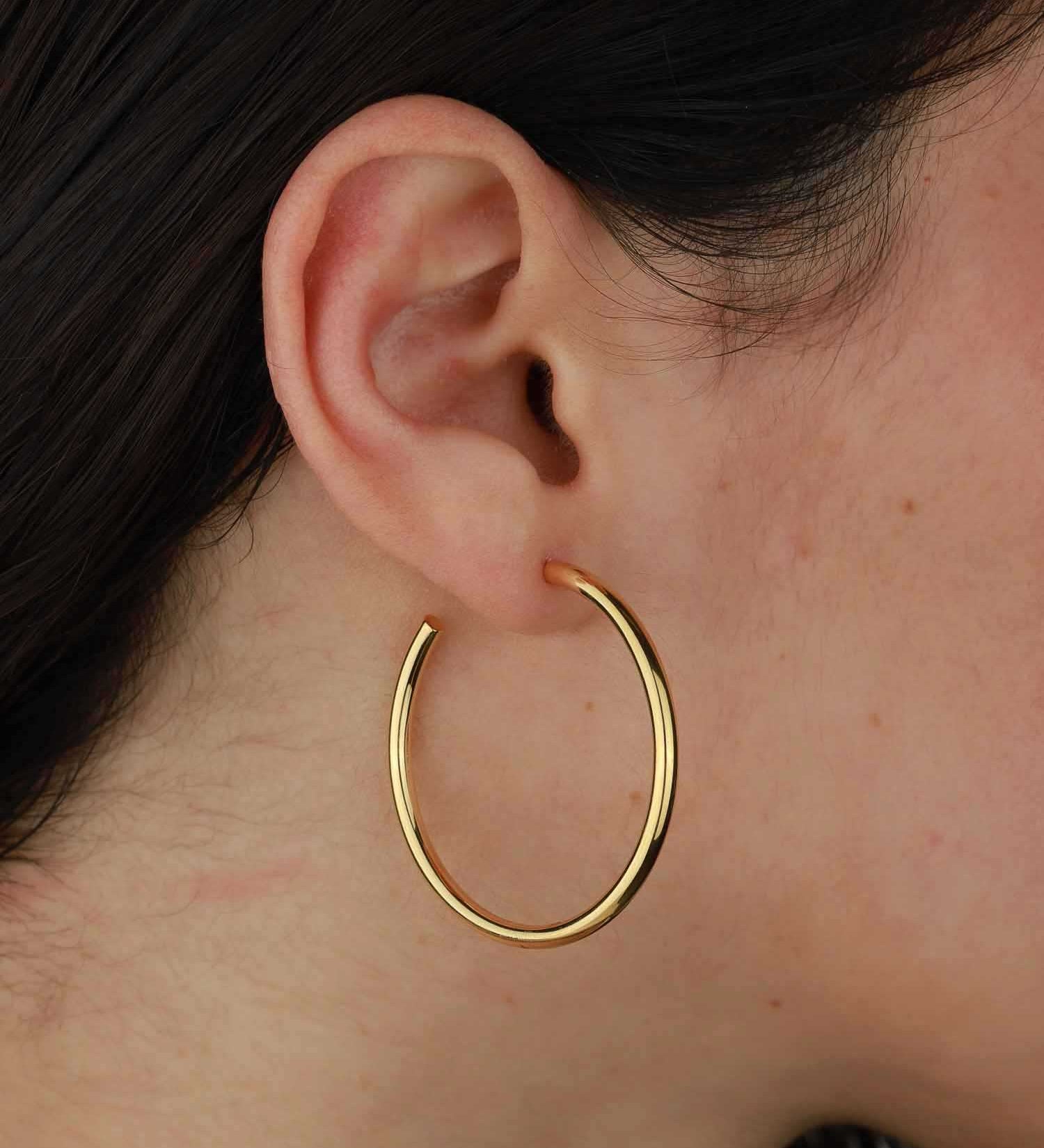 Tashi-Hoops I 40mm-Earrings-14k Gold Vermeil-Blue Ruby Jewellery-Vancouver Canada