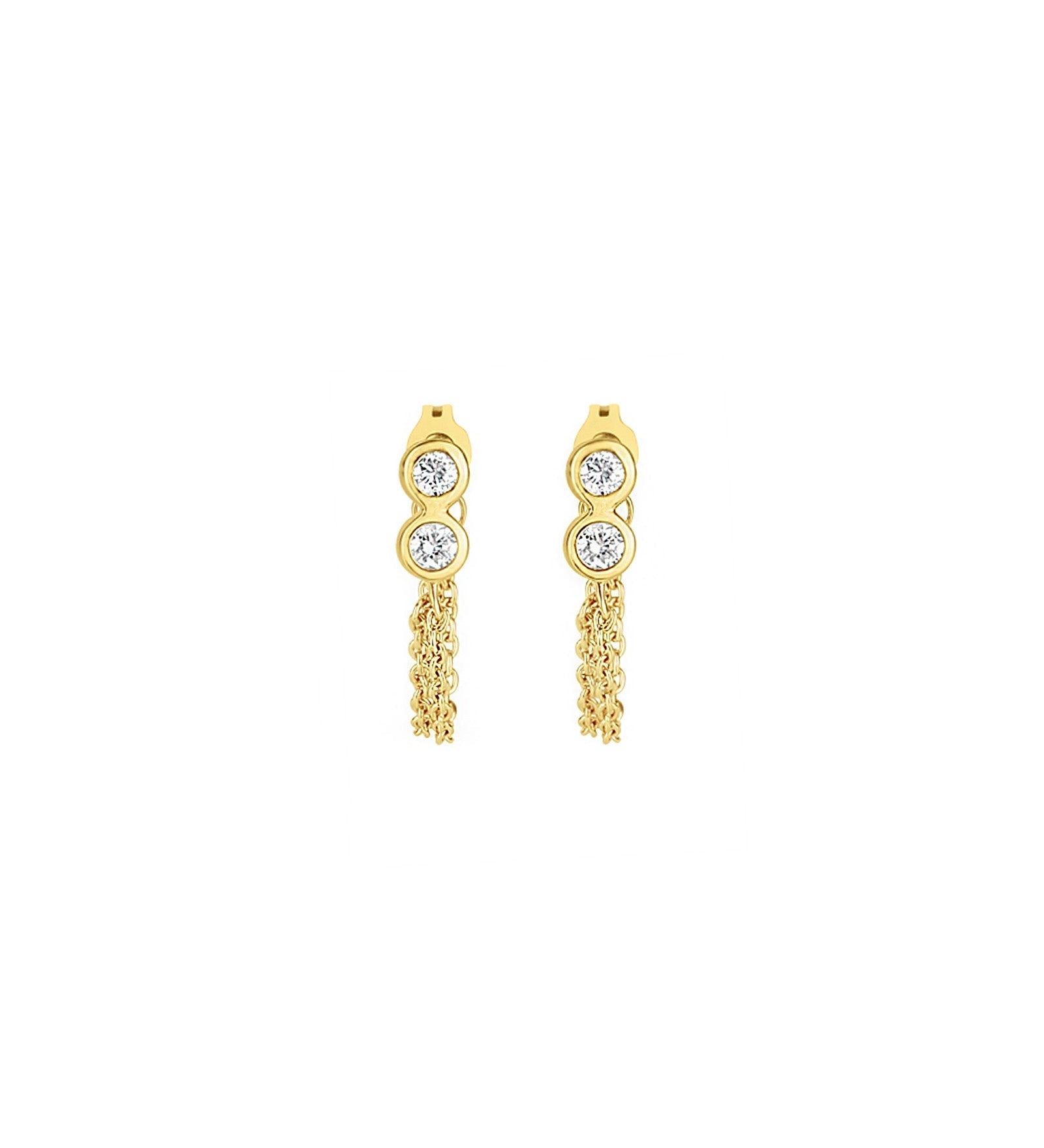 Scosha-Infinity Chain Drops I Diamond-Earrings-10k Yellow Gold, Diamond-Blue Ruby Jewellery-Vancouver Canada