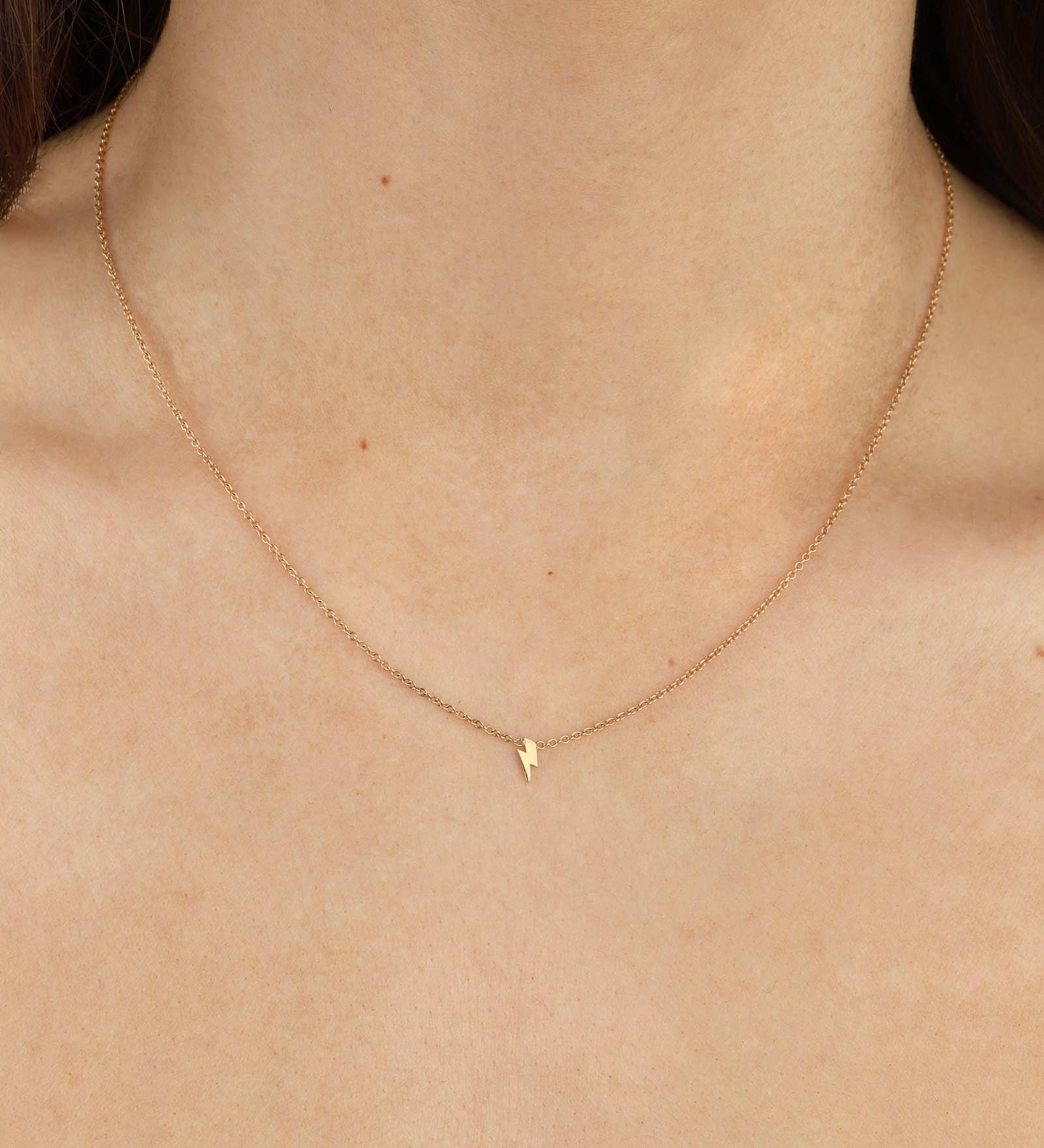 Zoe Chicco-Itty Bitty Lightning Bolt Necklace-Necklaces-14k Yellow Gold-Blue Ruby Jewellery-Vancouver Canada