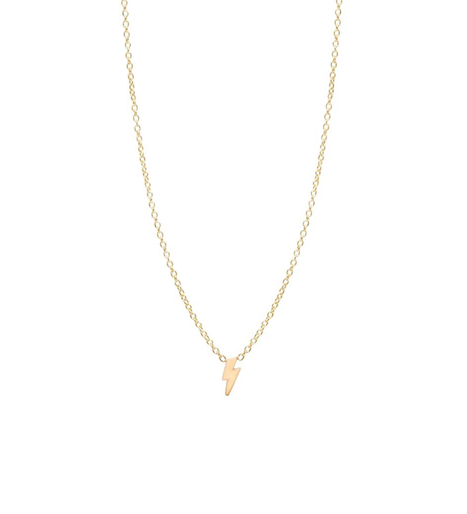 Zoe Chicco-Itty Bitty Lightning Bolt Necklace-Necklaces-14k Yellow Gold-Blue Ruby Jewellery-Vancouver Canada