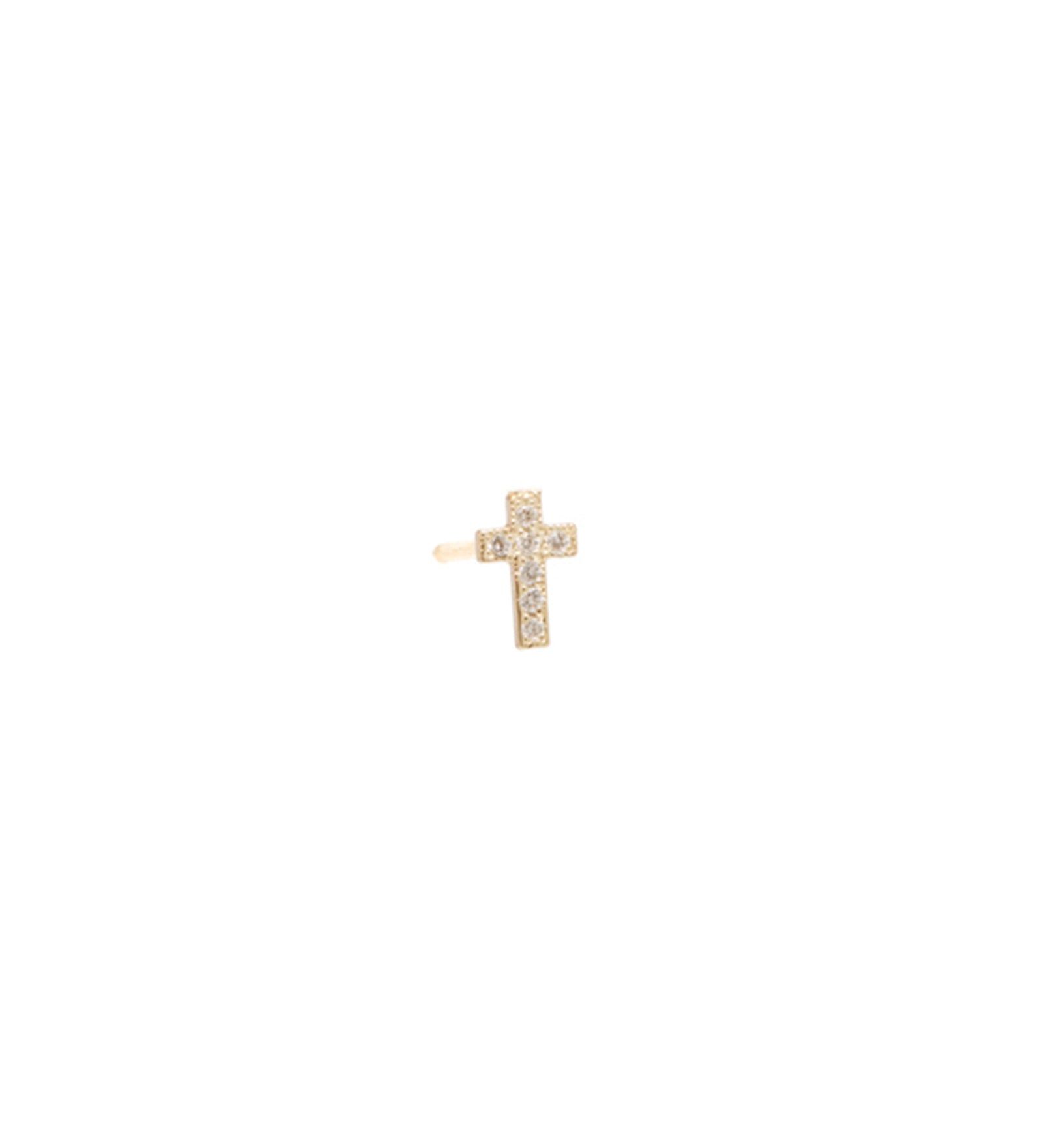 Zoe Chicco-Itty Bitty Pavé Cross Stud-Earrings-14k Yellow Gold, Diamond-Blue Ruby Jewellery-Vancouver Canada