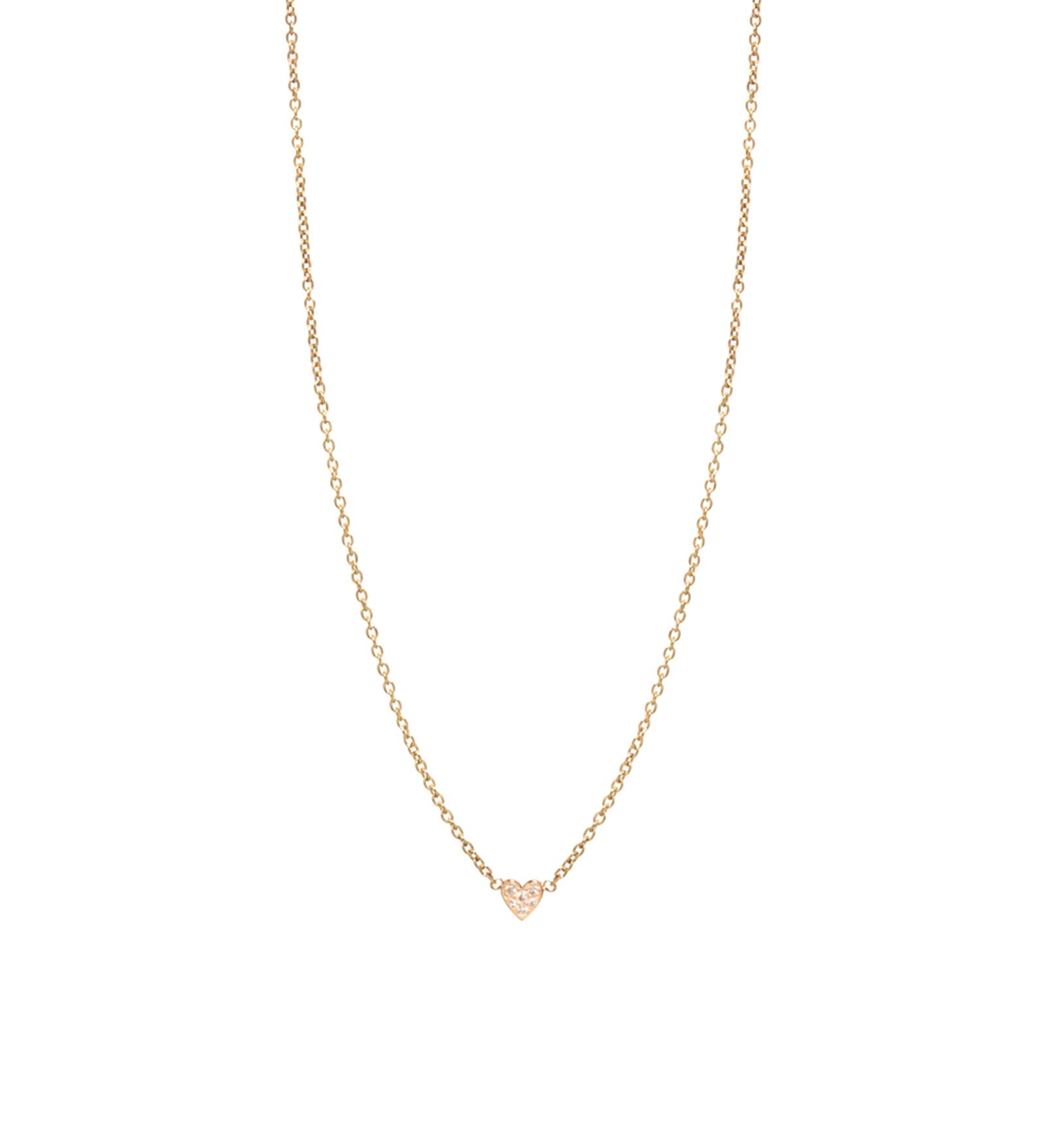 Zoe Chicco-Itty Bitty Pavé Diamond Heart Necklace-Necklaces-14k Yellow Gold, Diamond-Blue Ruby Jewellery-Vancouver Canada