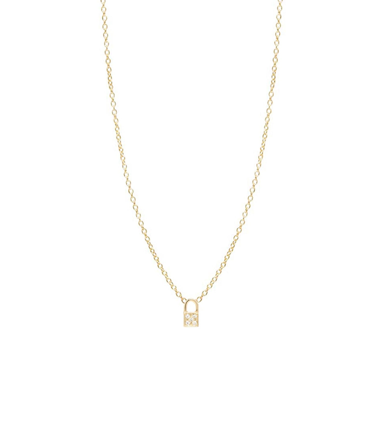 Zoe Chicco-Itty Bitty Pavé Padlock Necklace-Necklaces-14k Yellow Gold, Diamond-Blue Ruby Jewellery-Vancouver Canada