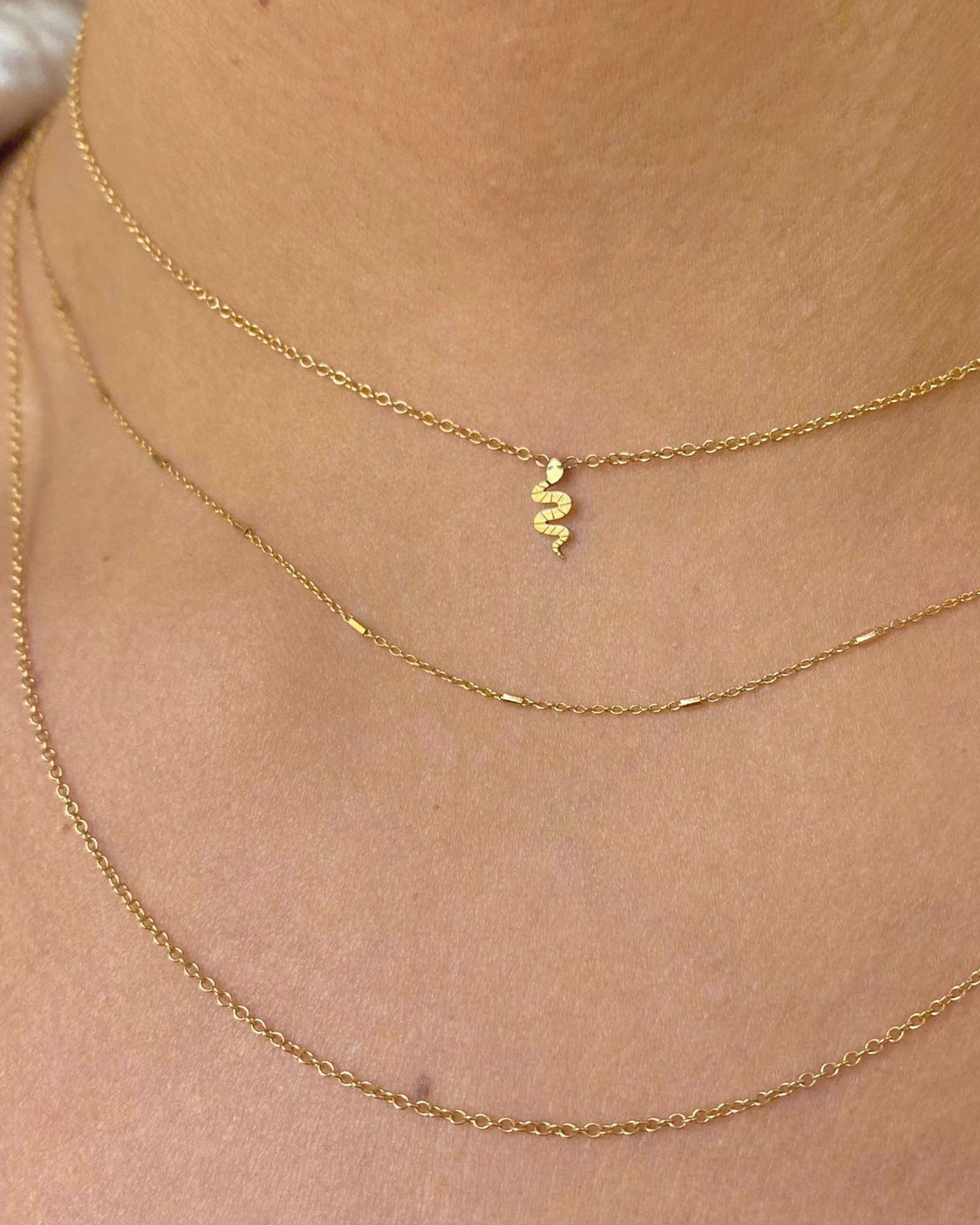 Zoe Chicco-Itty Bitty Snake Necklace-Necklaces-14k Yellow Gold-Blue Ruby Jewellery-Vancouver Canada