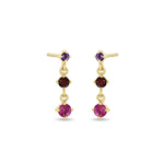 Zoe Chicco-Linked Graduated Ombre Gemstone Drop Earrings-Earrings-14k Yellow Gold-Amethyst, Garnet, Pink Sapphire-Blue Ruby Jewellery-Vancouver Canada