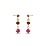 Zoe Chicco-Linked Graduated Ombre Gemstone Drop Earrings-Earrings-14k Yellow Gold-Amethyst, Garnet, Pink Sapphire-Blue Ruby Jewellery-Vancouver Canada