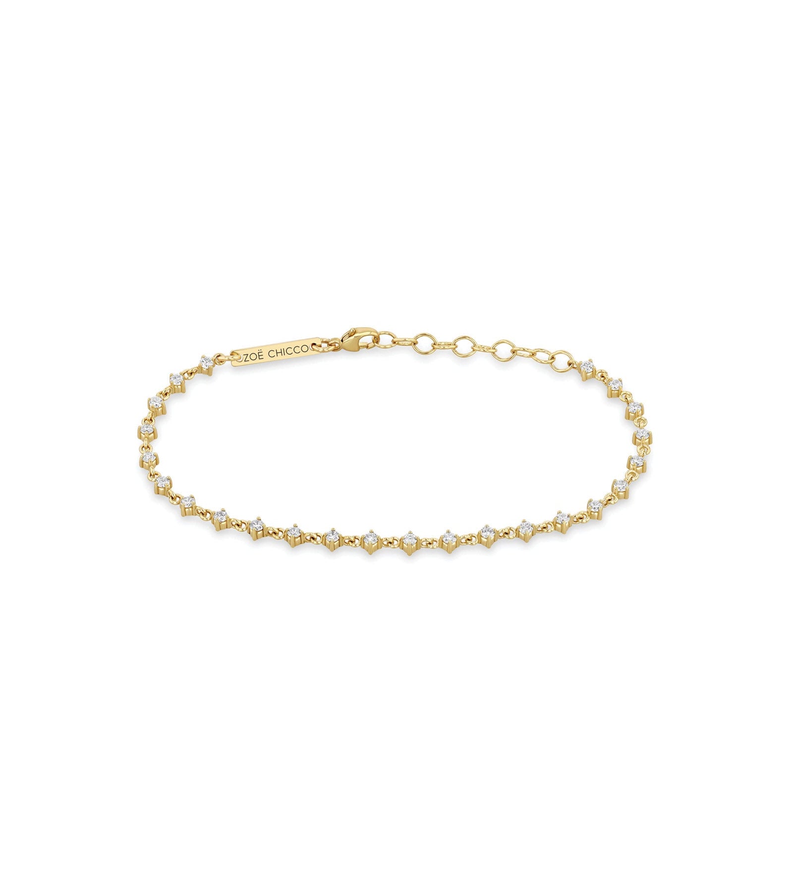 Zoe Chicco-Linked Prong Diamond Tennis Bracelet-Bracelets-14k Yellow Gold, Diamond-Blue Ruby Jewellery-Vancouver Canada