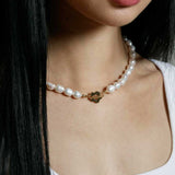 Wolf Circus-Lola Pearl Necklace-Necklaces-Gold Plated, Freshwater Pearl-Blue Ruby Jewellery-Vancouver Canada