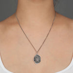 Pyrrha-Love Conquers All Talisman-Necklaces-Oxidized Sterling Silver-Blue Ruby Jewellery-Vancouver Canada