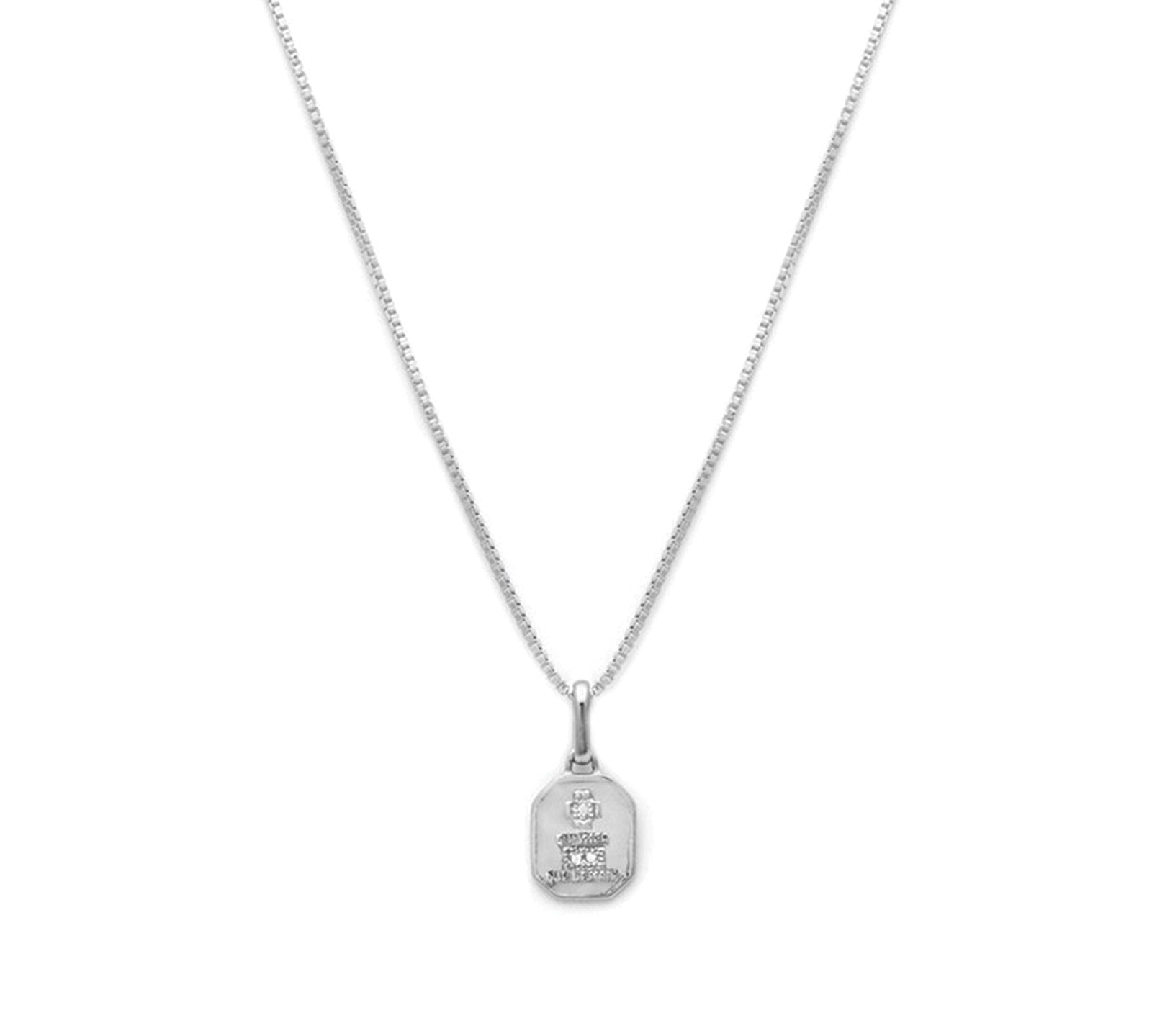 Leah Alexandra-Love Token Square Necklace-Necklaces-Sterling Silver, Cubic Zirconia-Blue Ruby Jewellery-Vancouver Canada