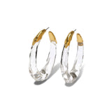 Alexis Bittar-Lucite Molten Hoop Earrings-Earrings-14k Gold Plated, Gold Lucite-Blue Ruby Jewellery-Vancouver Canada