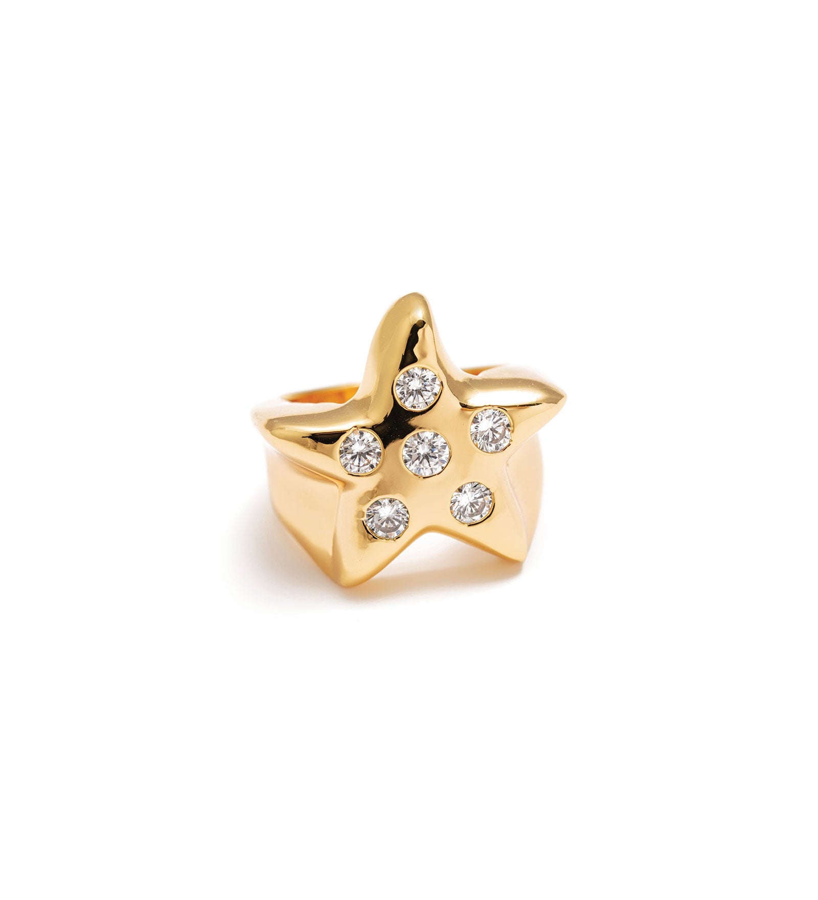 Lucky Star Ring 14k Gold Plated, Cubic Zirconia / 5.5