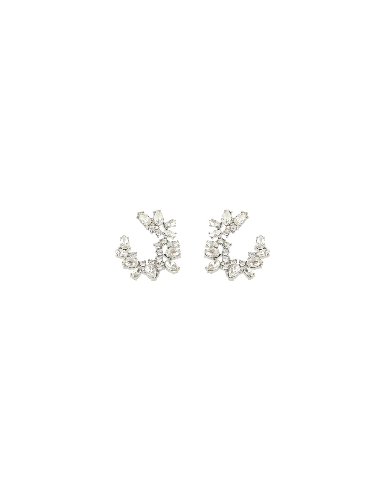 Olive & Piper-Lupe Crescent Studs-Earrings-Silver-Tone, Crystal-Blue Ruby Jewellery-Vancouver Canada