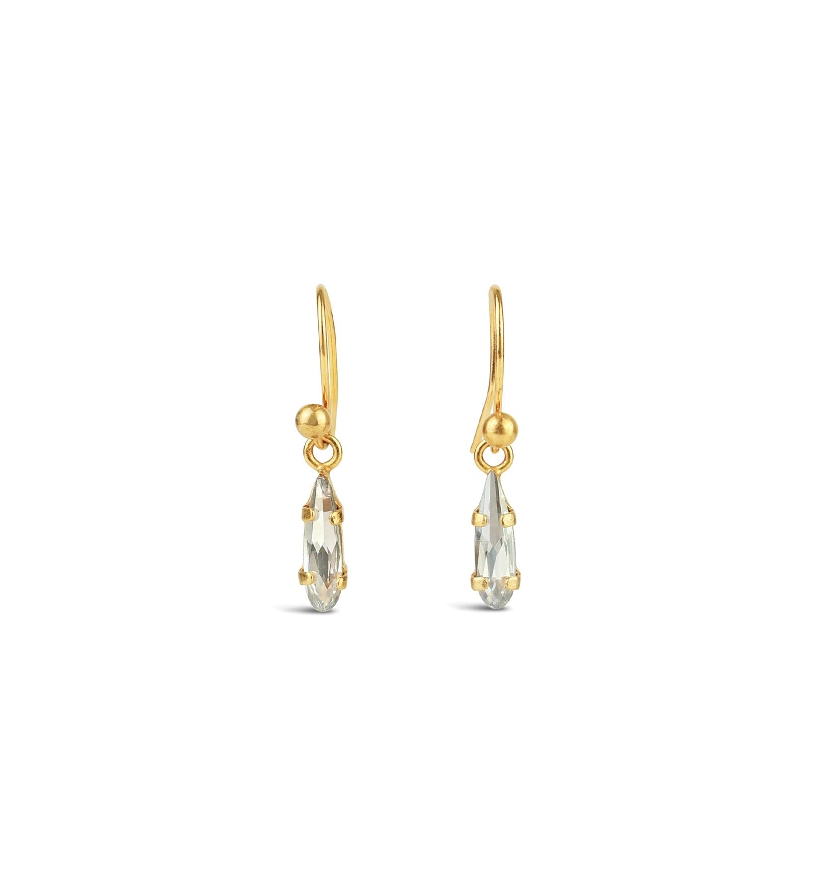 La Vie Parisienne-Marquise Crystal Hooks-Earrings-14k Gold Plated, Shade Crystal-Blue Ruby Jewellery-Vancouver Canada