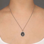 Pyrrha-Memento Mori Talisman-Necklaces-Oxidized Sterling Silver-Blue Ruby Jewellery-Vancouver Canada