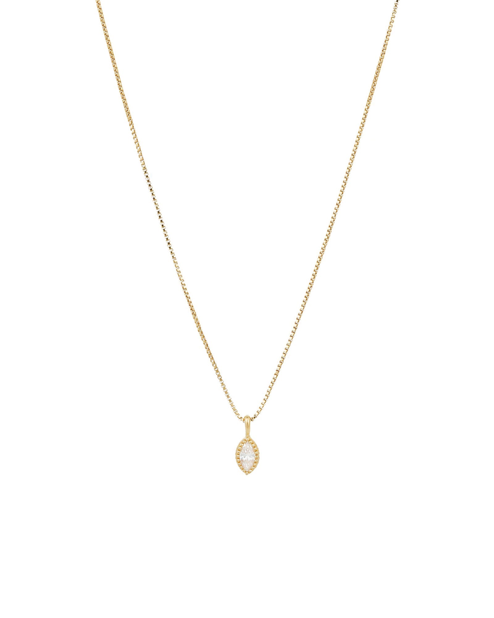 Tashi-Milgrain Marquise CZ Necklace-Necklaces-14k Gold Vermeil, Cubic Zirconia-Blue Ruby Jewellery-Vancouver Canada