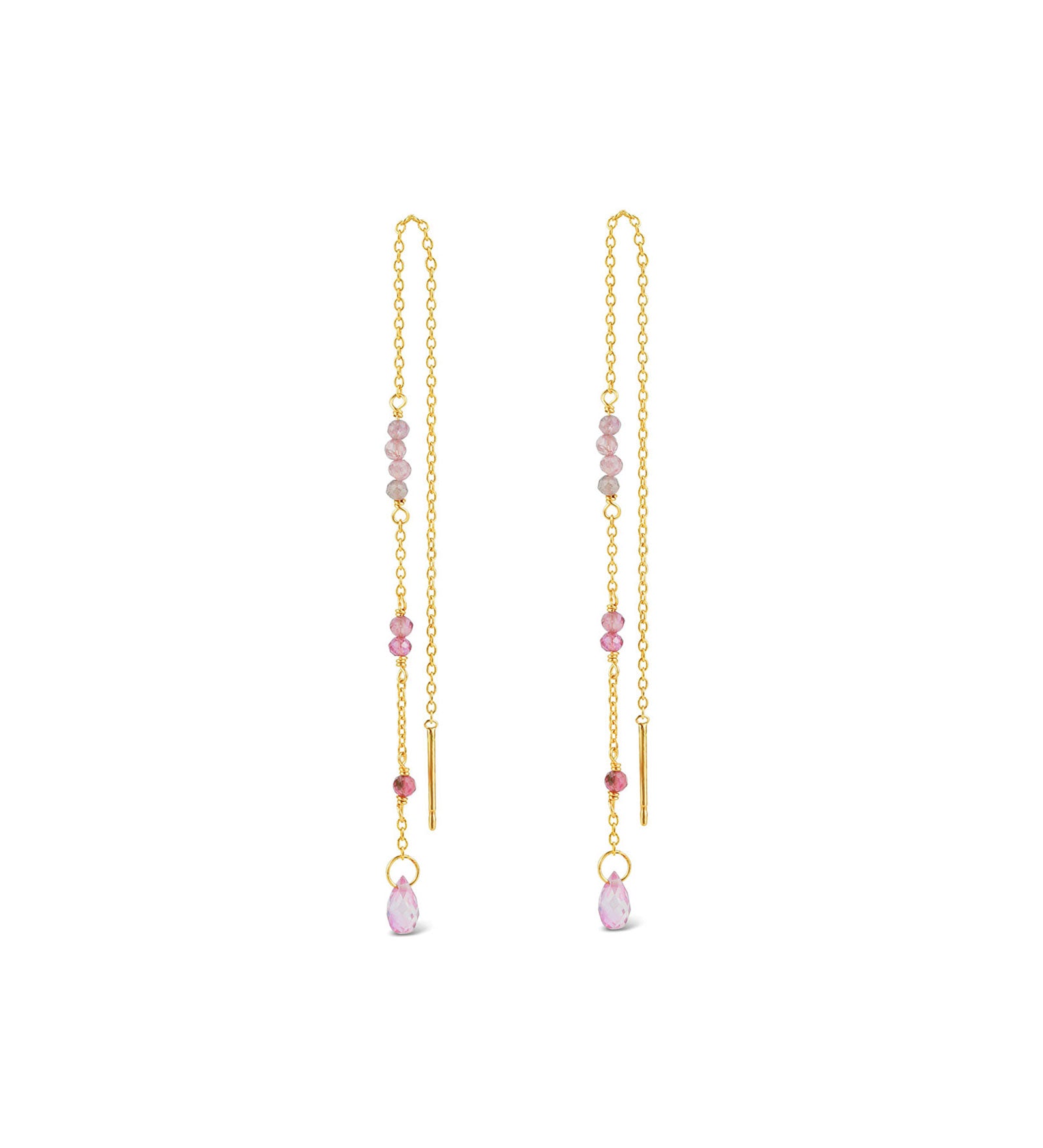 Poppy Rose-Milla Threaders-Earrings-14k Gold Filled, Ruby, Pink Sapphire-Blue Ruby Jewellery-Vancouver Canada