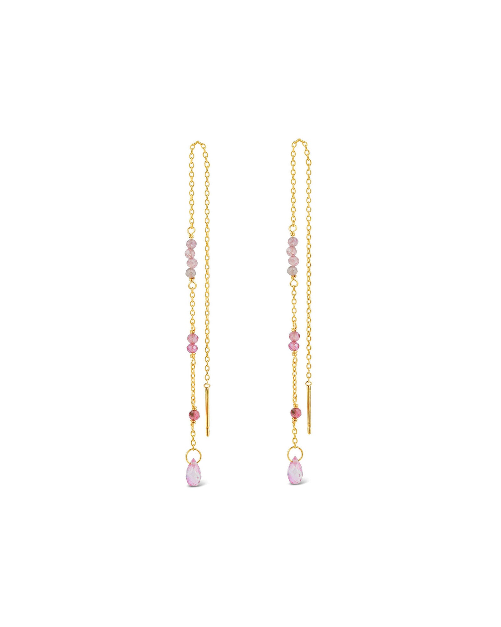 Poppy Rose-Milla Threaders-Earrings-14k Gold Filled, Ruby, Pink Sapphire-Blue Ruby Jewellery-Vancouver Canada