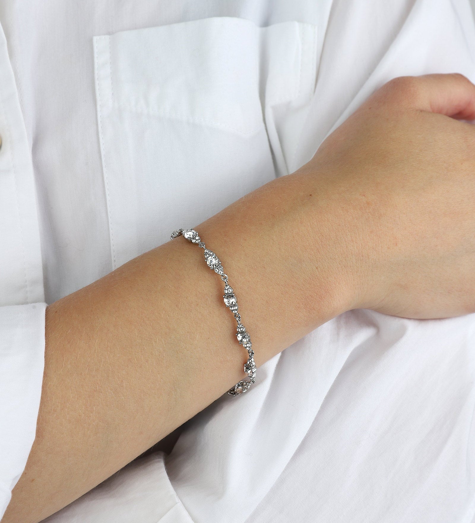 Olive & Piper-Mini Chloe Bracelet-Bracelets-Silver-Tone, Crystal-Blue Ruby Jewellery-Vancouver Canada