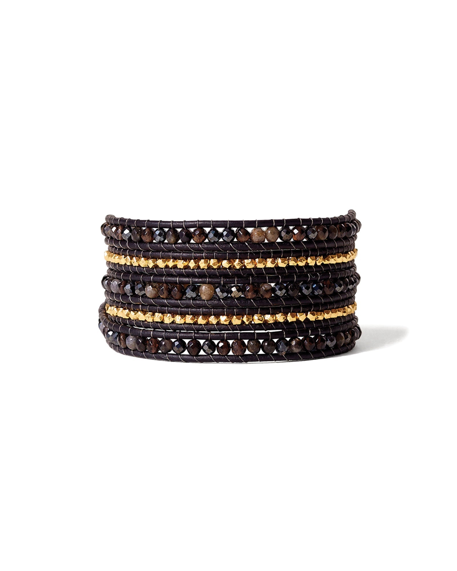 Chan Luu-Mix 5 Wrap Bracelet-Bracelets-18k Gold Vermeil-Blue Ruby Jewellery-Vancouver Canada