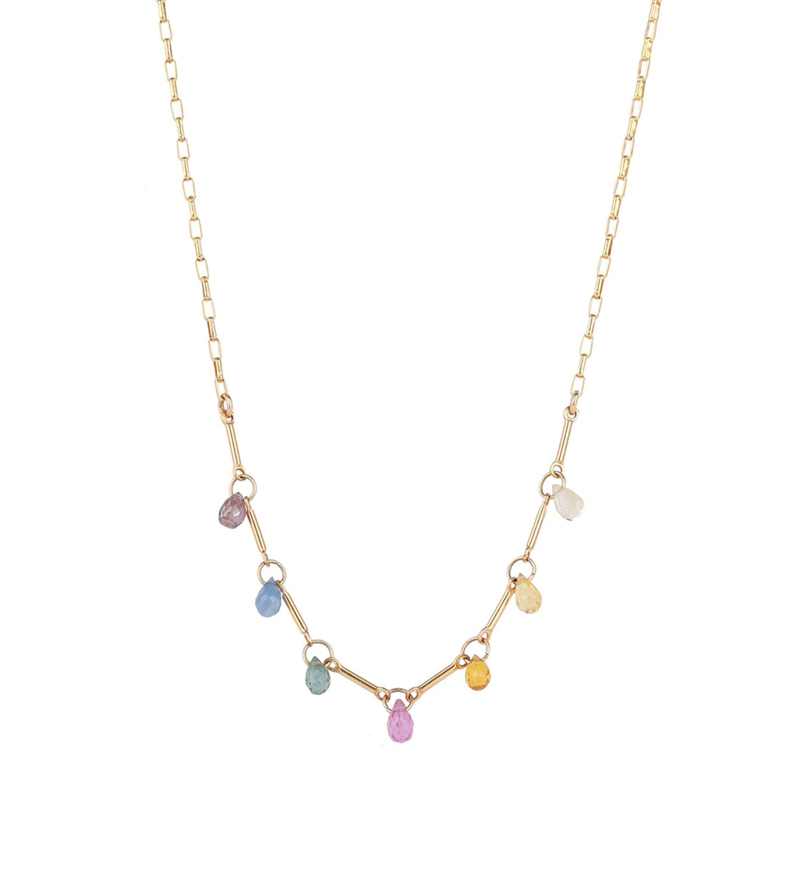 Gem Jar-Mixed Chain Teardrop Stone Necklace-Necklaces-14k Gold Filled, Multi-Blue Ruby Jewellery-Vancouver Canada