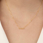 Quiet Icon-Mom Cursive CZ Necklace-Necklaces-14k Gold Vermeil, Cubic Zirconia-Blue Ruby Jewellery-Vancouver Canada