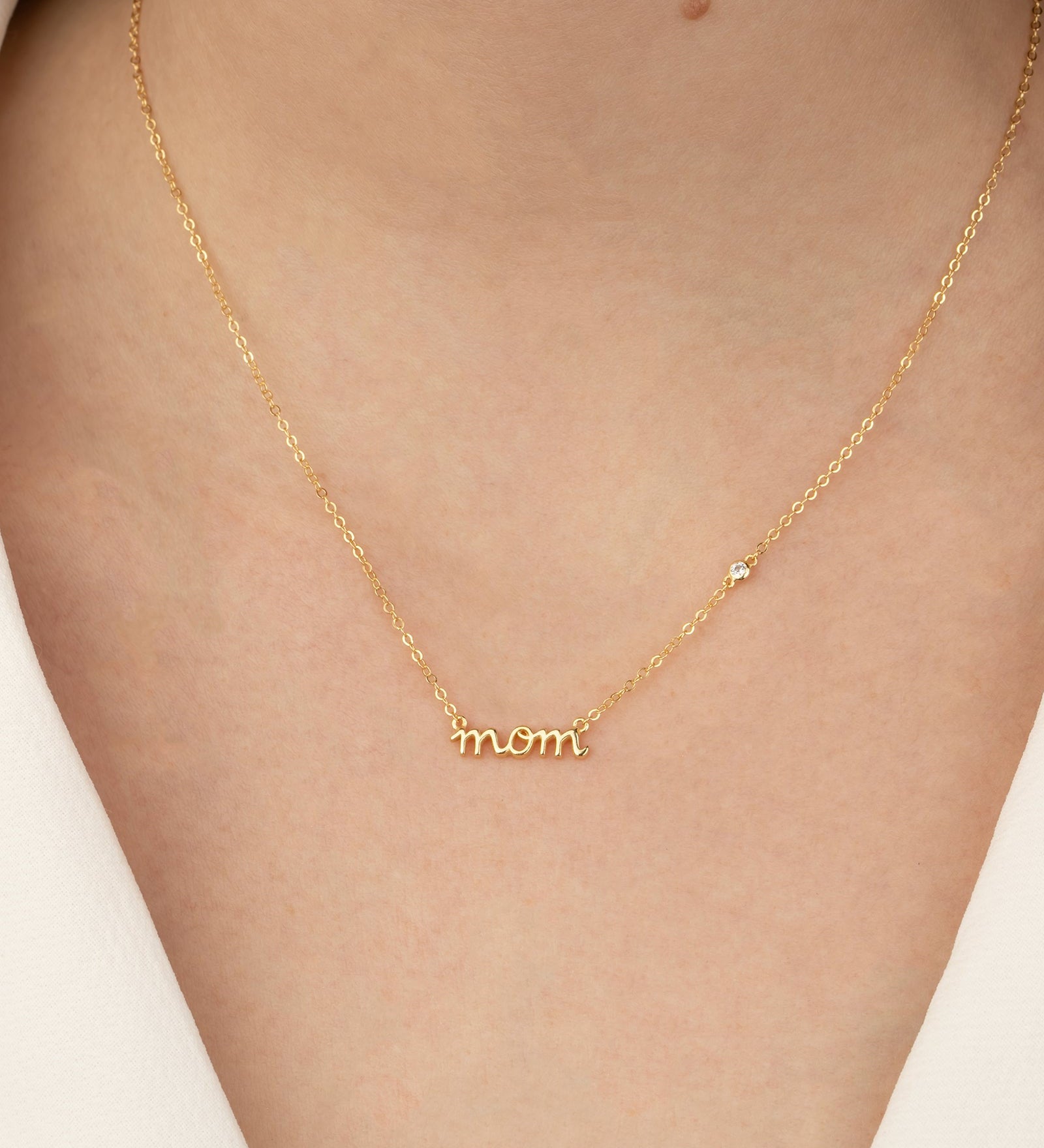 Quiet Icon-Mom Cursive CZ Necklace-Necklaces-14k Gold Vermeil, Cubic Zirconia-Blue Ruby Jewellery-Vancouver Canada