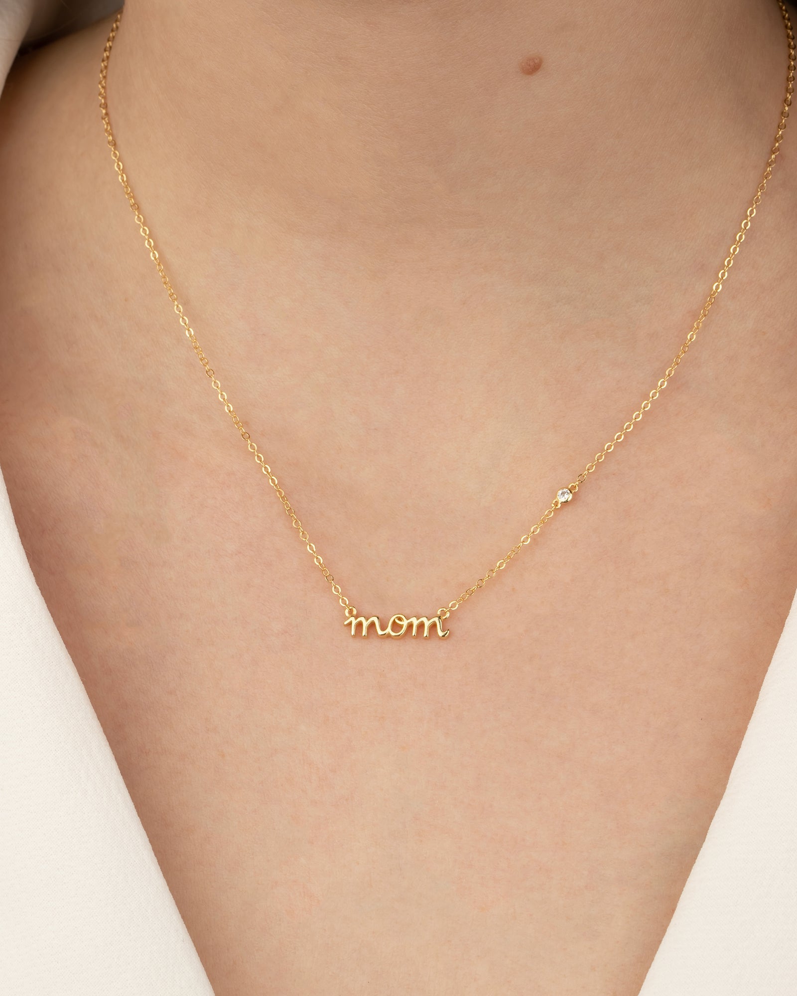 Quiet Icon-Mom Cursive CZ Necklace-Necklaces-14k Gold Vermeil, Cubic Zirconia-Blue Ruby Jewellery-Vancouver Canada