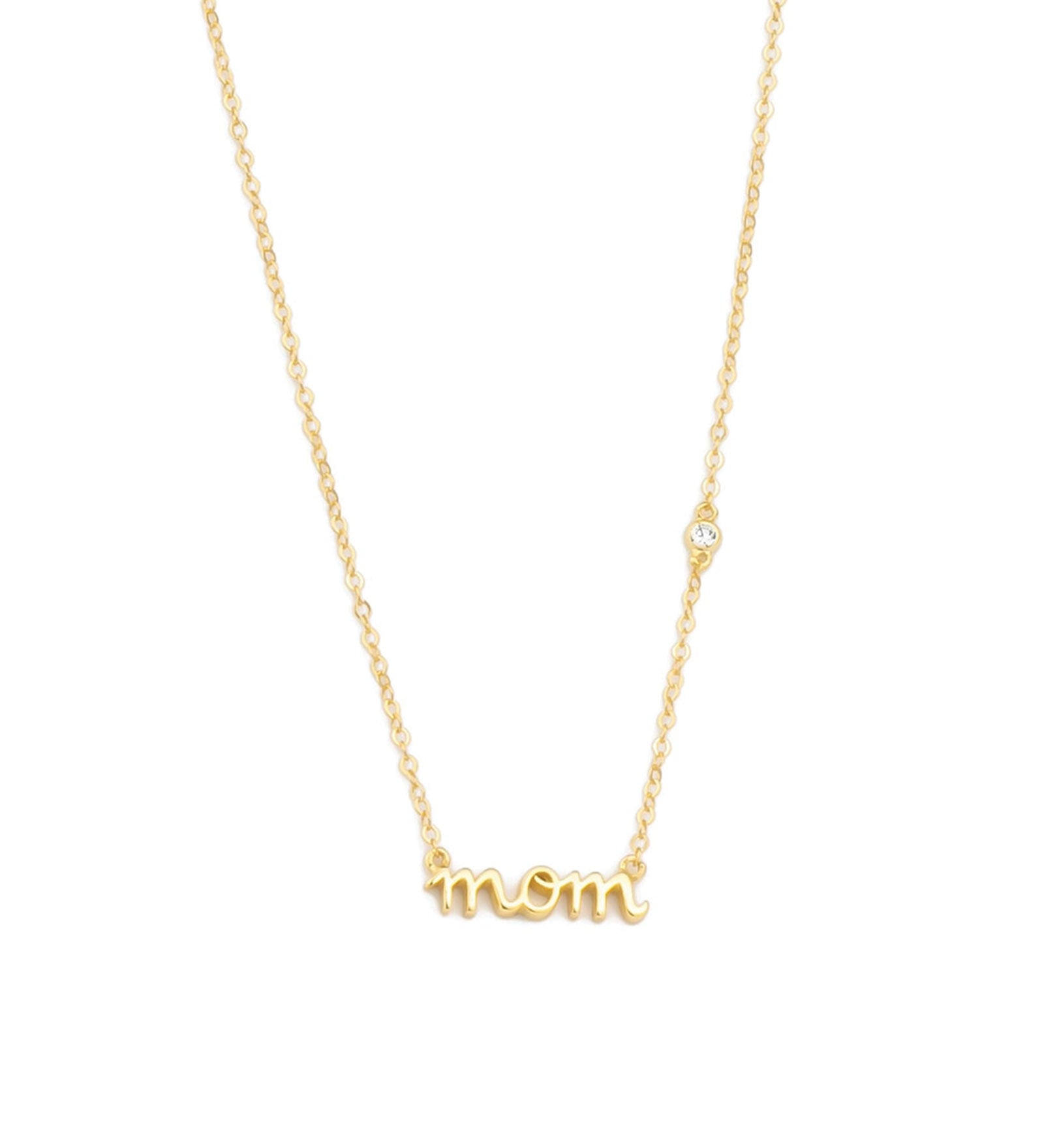 Quiet Icon-Mom Cursive CZ Necklace-Necklaces-14k Gold Vermeil, Cubic Zirconia-Blue Ruby Jewellery-Vancouver Canada