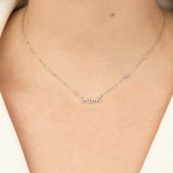 Quiet Icon-Mom Cursive CZ Necklace-Necklaces-Sterling Silver, Cubic Zirconia-Blue Ruby Jewellery-Vancouver Canada