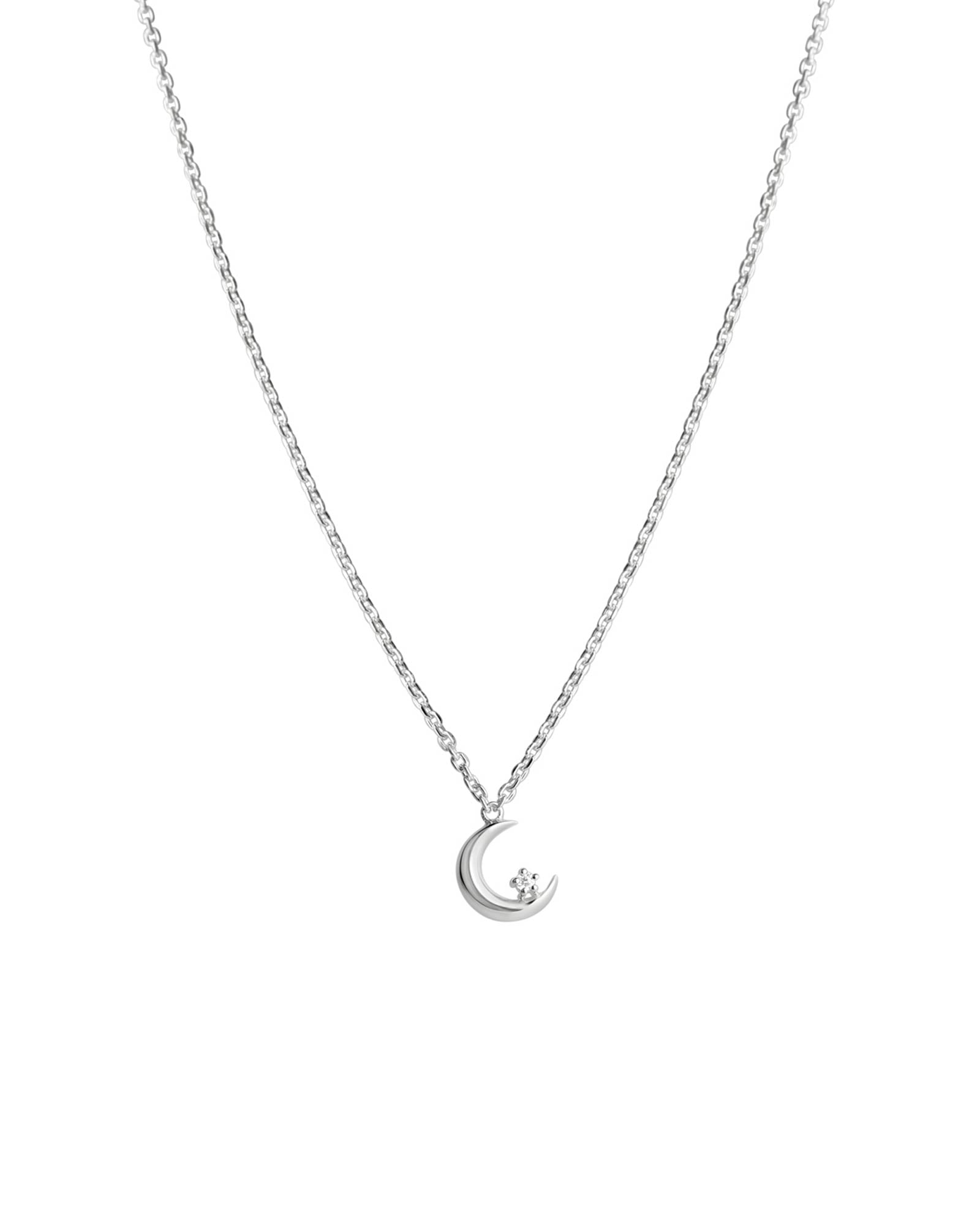 Tashi-Moon + CZ Necklace-Necklaces-Sterling Silver, Cubic Zirconia-Blue Ruby Jewellery-Vancouver Canada