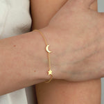 Tashi-Moon + Star Bracelet-Bracelets-14k Gold Vermeil-Moon & Star-Blue Ruby Jewellery-Vancouver Canada