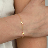 Tashi-Moon + Star Bracelet-Bracelets-14k Gold Vermeil-Moon & Star-Blue Ruby Jewellery-Vancouver Canada